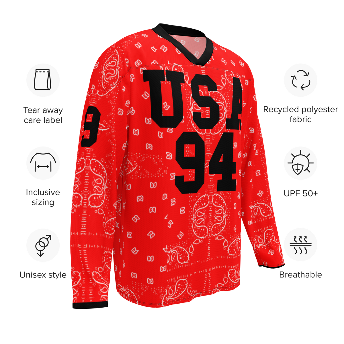 USA Paisley Red Long Sleeve Jersey
